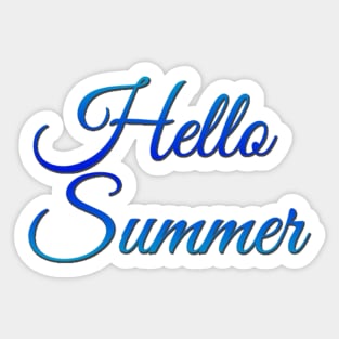 Hello Summer Cute Summer Blue Typography Sticker